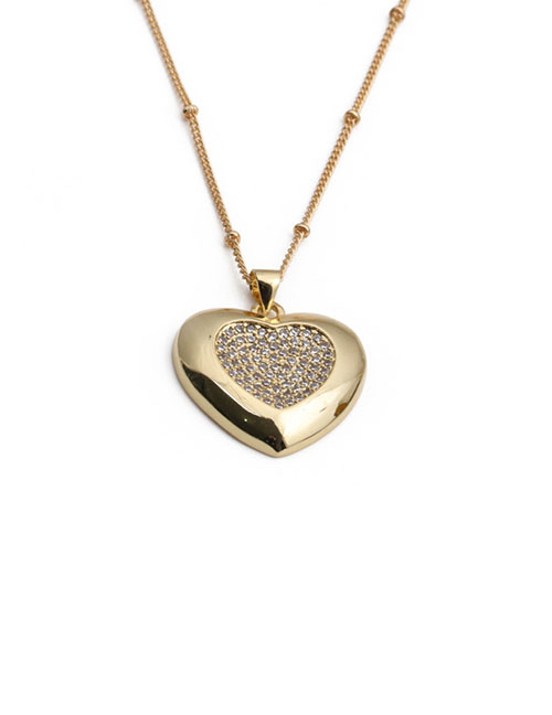 Fashion 01088cx 40+5cm Bead Chain Copper Inlaid Zirconium Heart Necklace