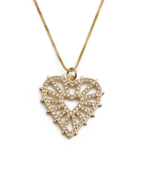 Fashion 01063cx New Needle Box Chain Copper Inlaid Zirconium Heart Necklace