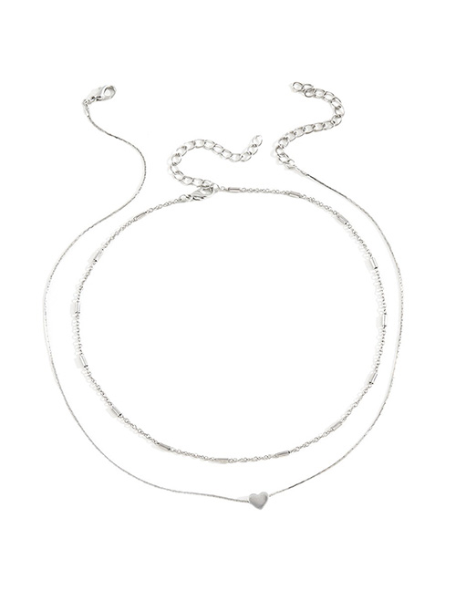 Fashion Silver Color Alloy Love Double Necklace