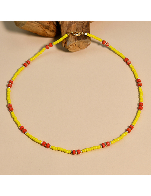 Fashion Yellow Agate Crystal Beaded Necklace