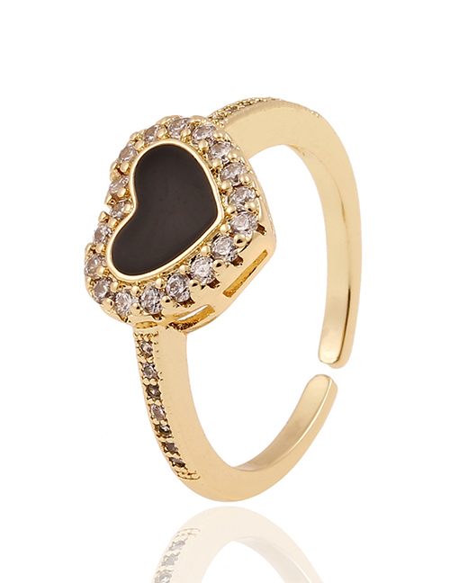 Fashion Black Copper Inlaid Zirconium Love Ring