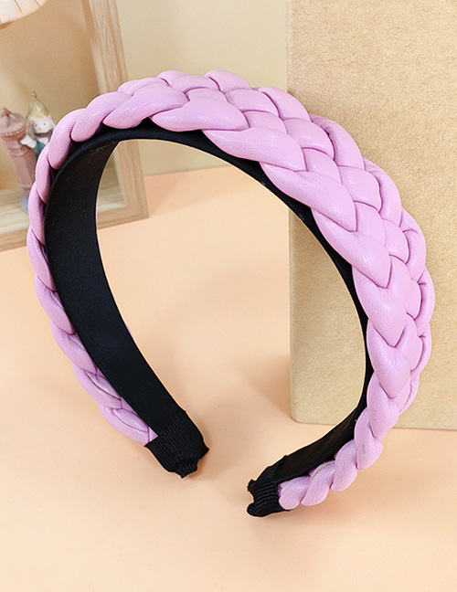 Fashion Pink Leather Braided Headband Fabric Suede Sponge Headband