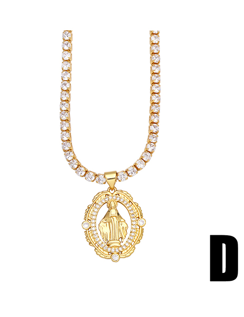 Fashion D Bronze Inlaid Zirconium Geometry Madonna Necklace