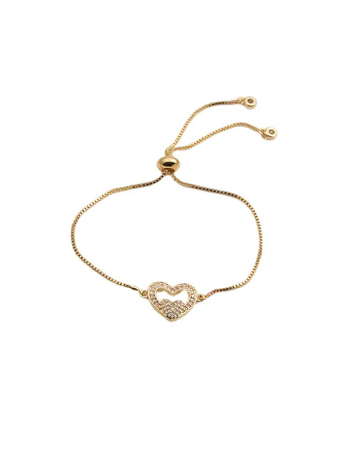 Fashion Cb0286cx+ Box Chain Copper Inlaid Zirconium Heart Adjustable Bracelet