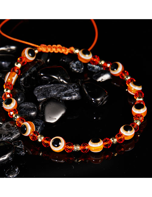 Fashion #orange Geometric Round Eyes Crystal Beaded Bracelet