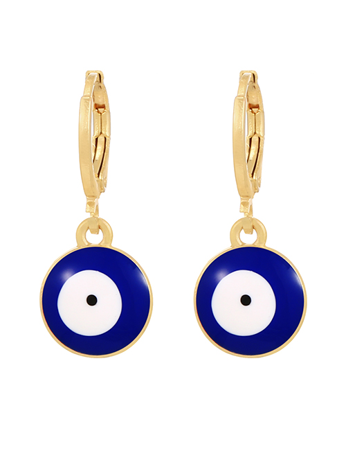 Fashion Navy Blue Alloy Drop Oil Round Eyes Earrings