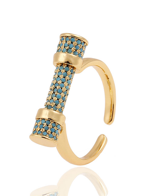 Fashion Gold Copper Inlaid Zirconium Geometric Open Ring