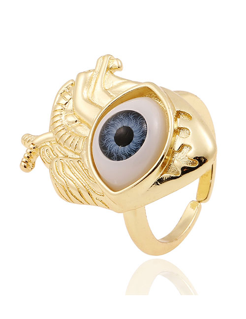 Fashion Gold Pure Copper Geometric Eye Open Ring