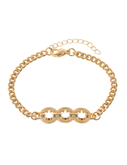 Fashion Gold Copper Diamond Smiley Bracelet