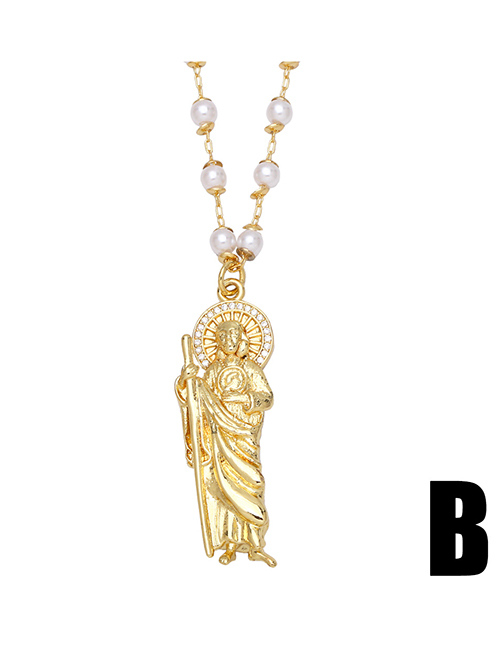 Fashion B Bronze Inlaid Zirconium Madonna Necklace