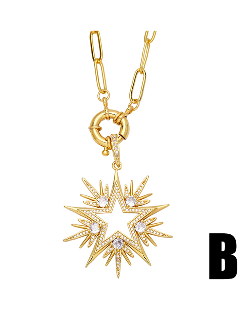 Fashion B Copper And Diamond Five-pointed Star Necklace
