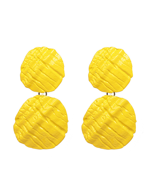 Fashion Yellow Alloy Geometric Texture Round Ear Studs