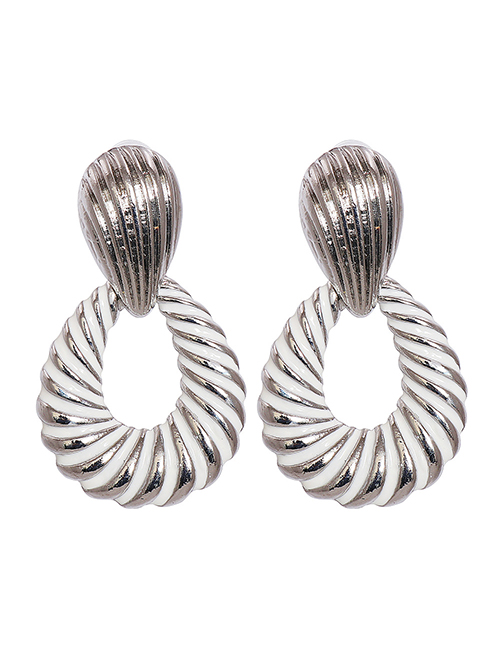 Fashion Silver+white Alloy Geometric Stud Earrings