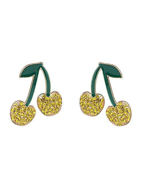 Fashion Yellow Alloy Studded Cherry Stud Earrings