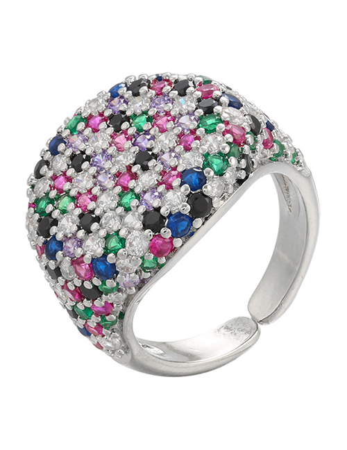 Fashion Platinum Color Diamonds Copper And Fancy Diamond Wide Open Ring