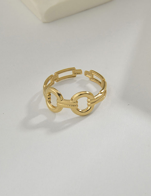 Fashion Gold Titanium Steel Geometric Hollow Open Ring