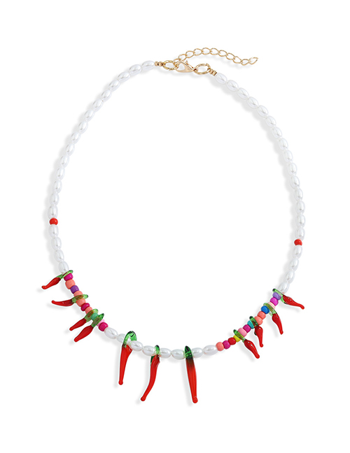 Fashion 18# Rice Beads Beaded Geometric Necklace