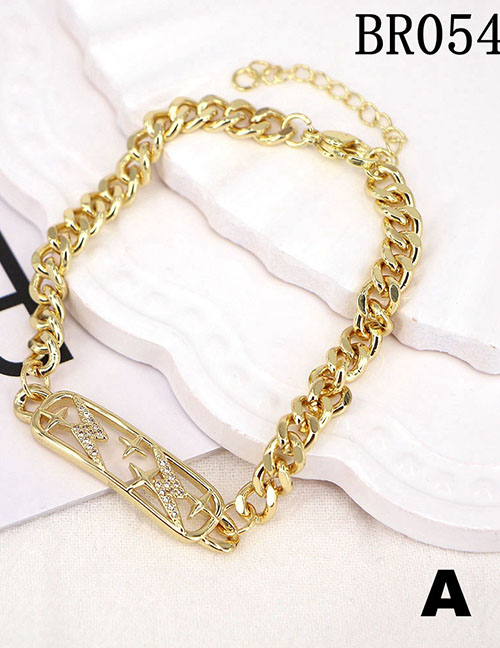 Fashion Br054-a Gold-plated Copper And Zirconium Geometric Lightning Bracelet