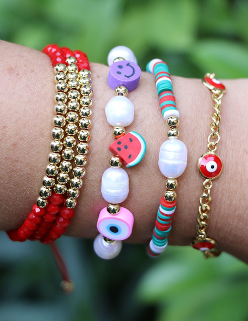 Fashion Set Br094 Copper Beads Beaded Pearl Eyes Smiley Fruit Clay Bracelet
