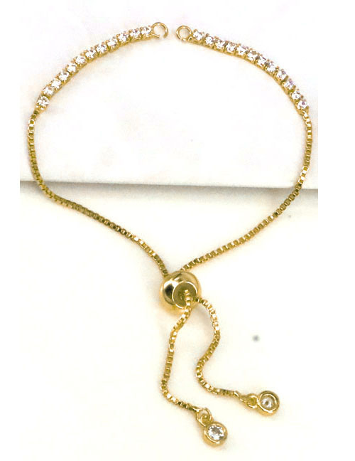 Fashion Gold Copper Inlaid Zirconium Geometric Draw Bracelet