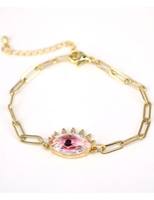 Fashion Pink Copper Diamond Eye Bracelet