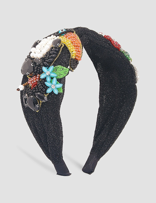 Fashion Black Pearl Rhinestone Flower Bird Knotted Hair Band
