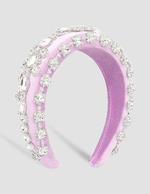 Fashion Purple Fabric Diamond-studded Geometric Wide-brimmed Headband