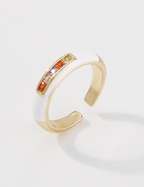 Fashion White Copper Inlaid Zirconium Geometric Drip Open Ring