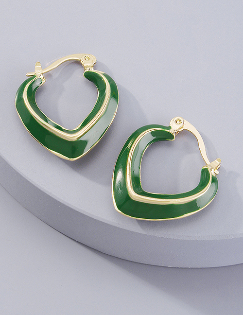Fashion Green Alloy Oil Drip U-shaped Earrings