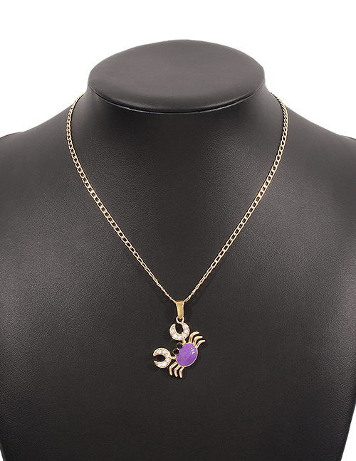 Fashion Purple Alloy Drip Oil Crab Necklace