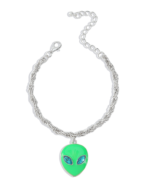 Fashion Green Alloy Diamond-studded Oil Dripping Alien Bracelet