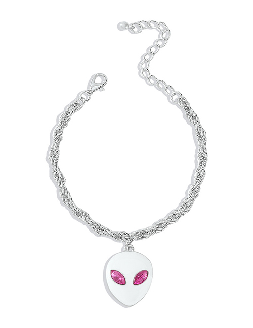 Fashion White Alloy Diamond-studded Oil Dripping Alien Bracelet