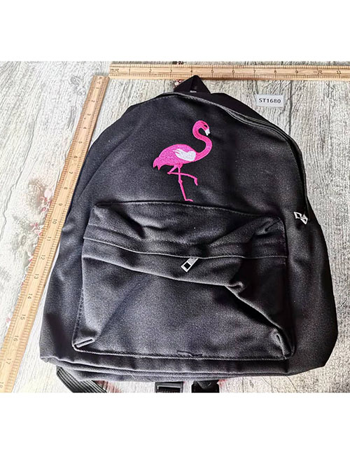 Fashion Black Pu Geometric Embroidered Large Capacity Backpack