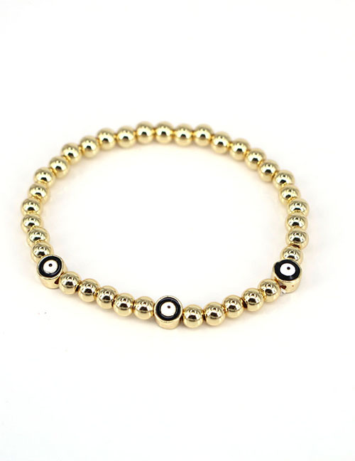 Fashion Black Gold-plated Copper Bead Beaded Eye Bracelet