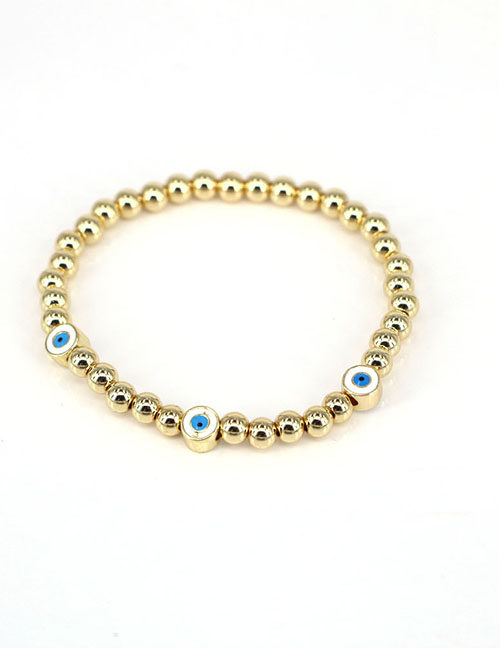 Fashion White Gold-plated Copper Bead Beaded Eye Bracelet