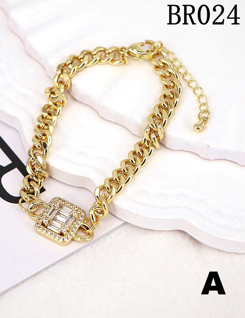 Fashion White Gold-plated Copper And Diamond Geometric Bracelet