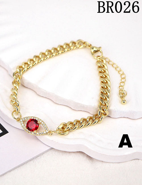 Fashion Red Gold-plated Copper And Zirconium Geometric Eye Bracelet