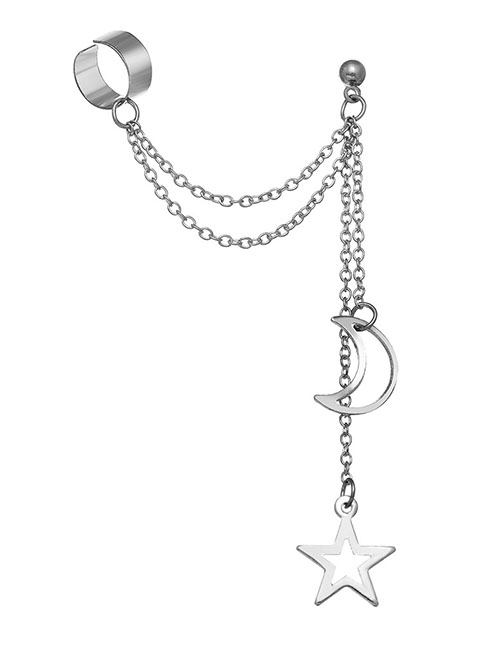 Fashion 3# Alloy Geometric Star And Moon Chain Ear Clip