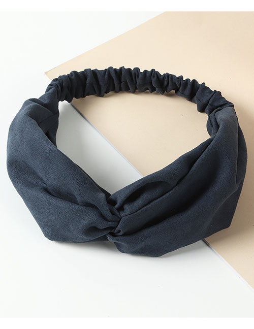 Fashion Navy Flannel Elastic Elastic Cross Headband