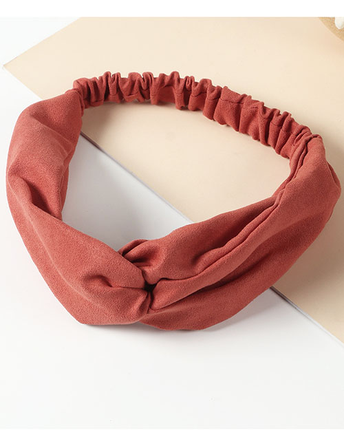 Fashion Brick Red Flannel Elastic Elastic Cross Headband