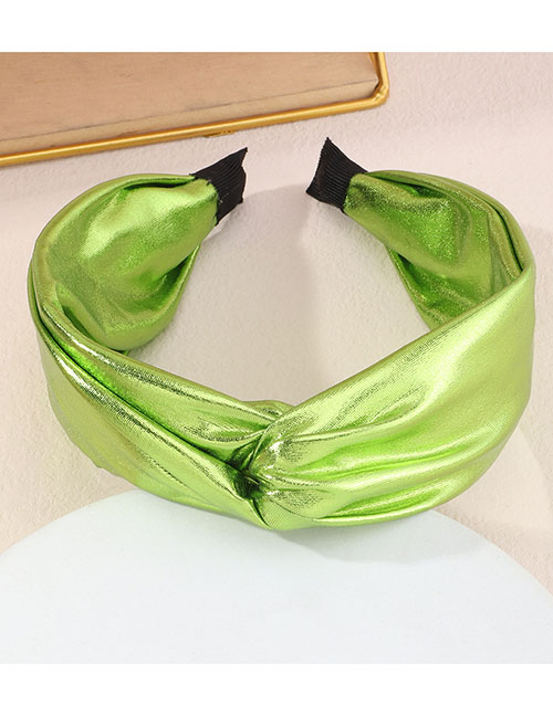 Fashion Green Leather Gradient Cross-knotted Wide Brim Headband