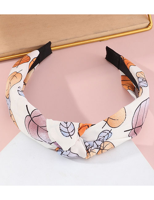 Fashion White Fabric Printed Knotted Broad-brimmed Headband
