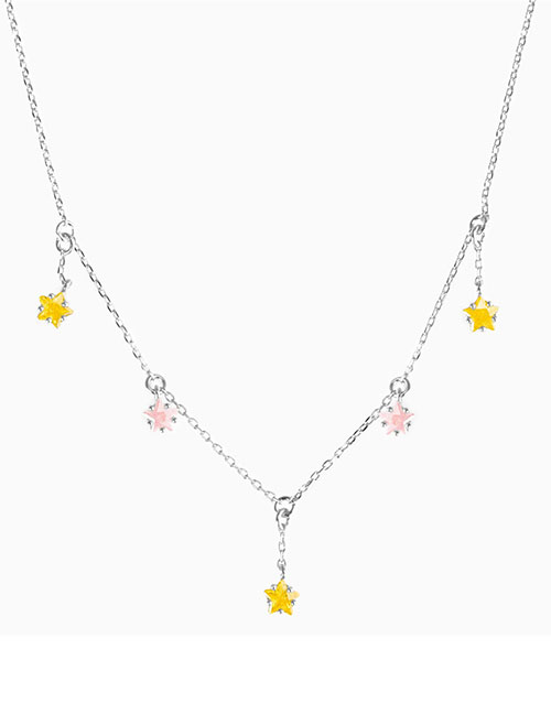 Fashion White K Copper And Diamond Five-pointed Star Y-shaped Necklace