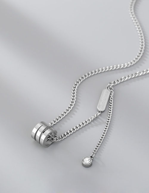 Fashion Silver Titanium Steel Geometric Necklace