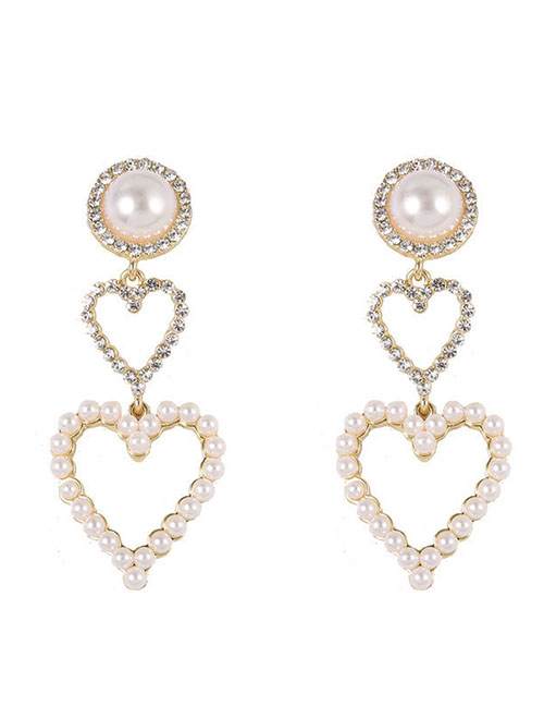 Fashion Silver Alloy Love Pearl Earrings