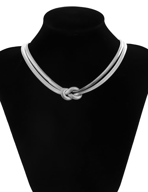 Fashion White K Metal Knotted Chain Necklace