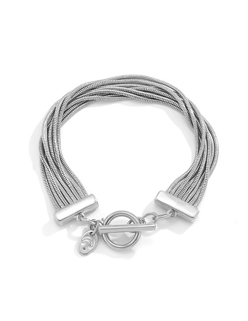 Fashion White K Metal Snake Bone Chain Ot Buckle Bracelet