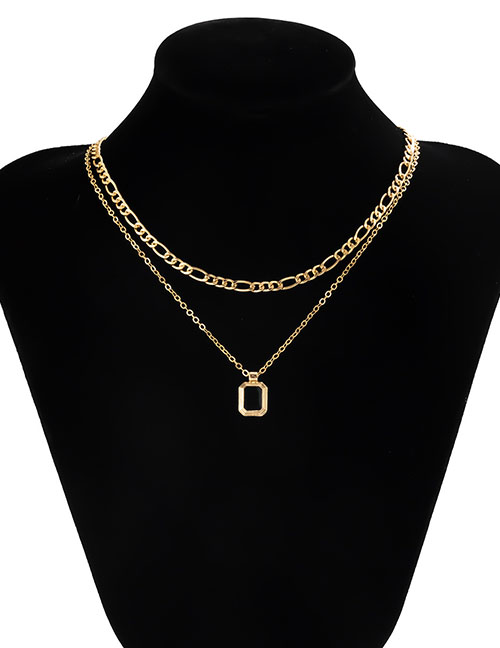 Fashion Gold Alloy Drop Oil Square Tag Necklace