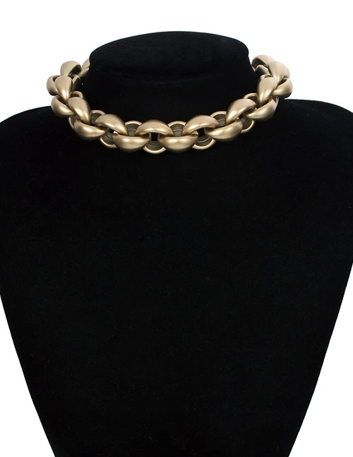 Fashion Two Gold Alloy Geometric Thick Chain Necklace