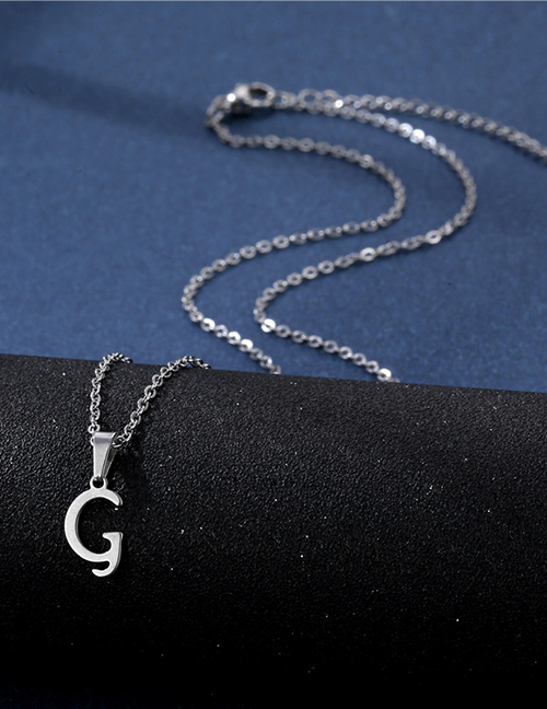Fashion G Stainless Steel Glossy 26 Letter Necklace